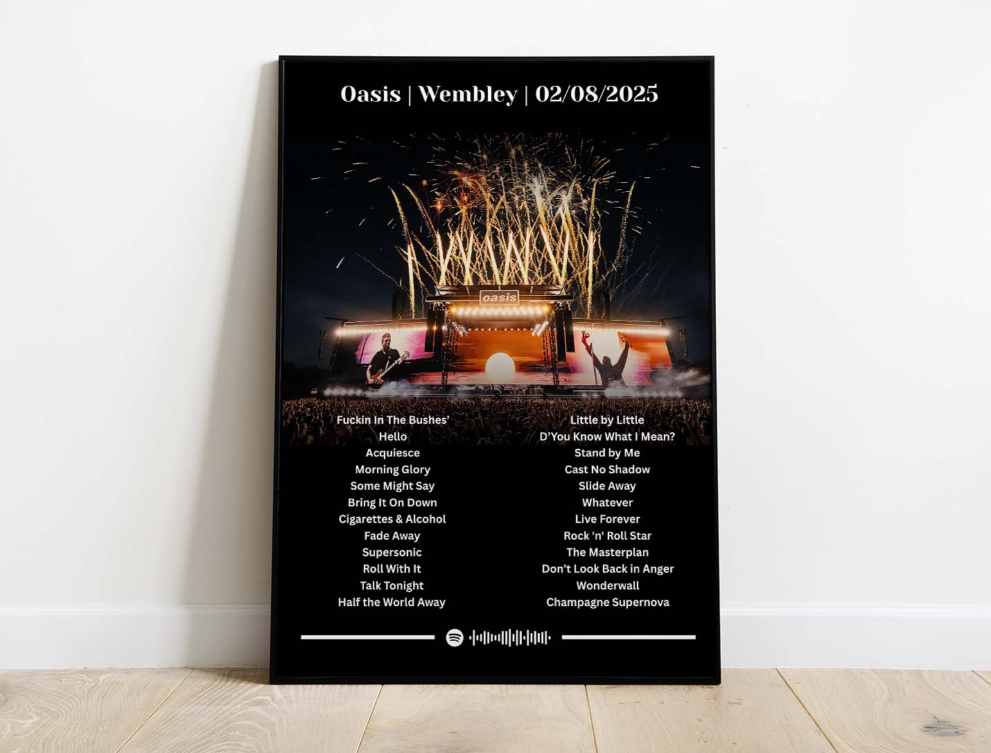 Oasis - Wembley Stadium 2025 Live Setlist Music Poster | Architeg